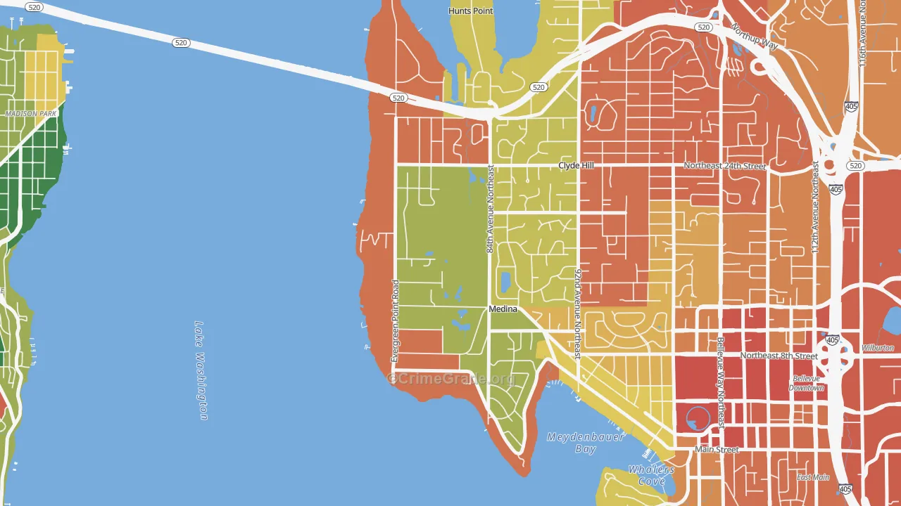 Medina, WA Map of Assault Rates