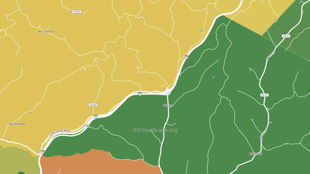 Medina, WV Map of Assault Rates