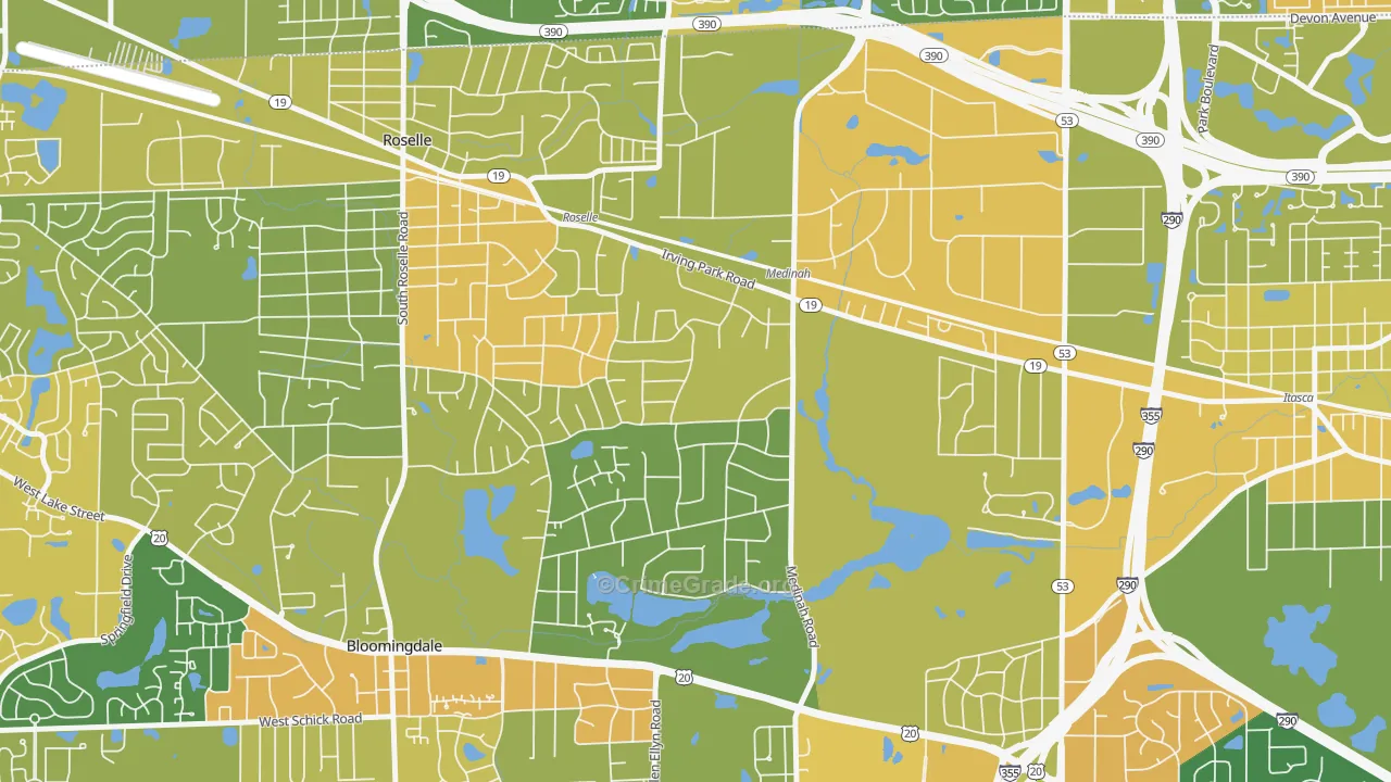 Medinah, IL Map of Assault Rates