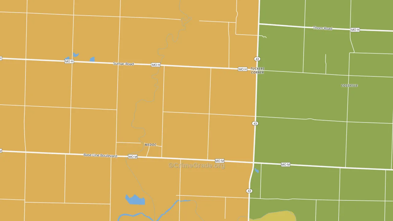 Medoc, MO Map of Assault Rates