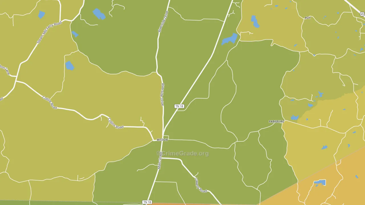 Medon, TN Map of Assault Rates