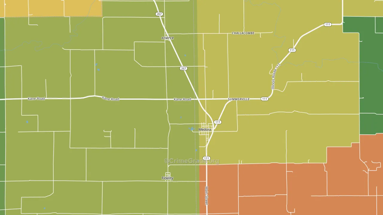Medora, IL Map of Assault Rates