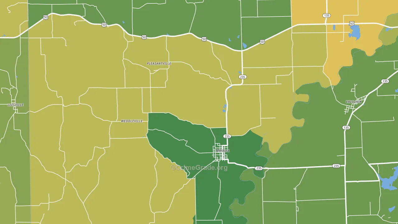 Medora, IN Map of Assault Rates