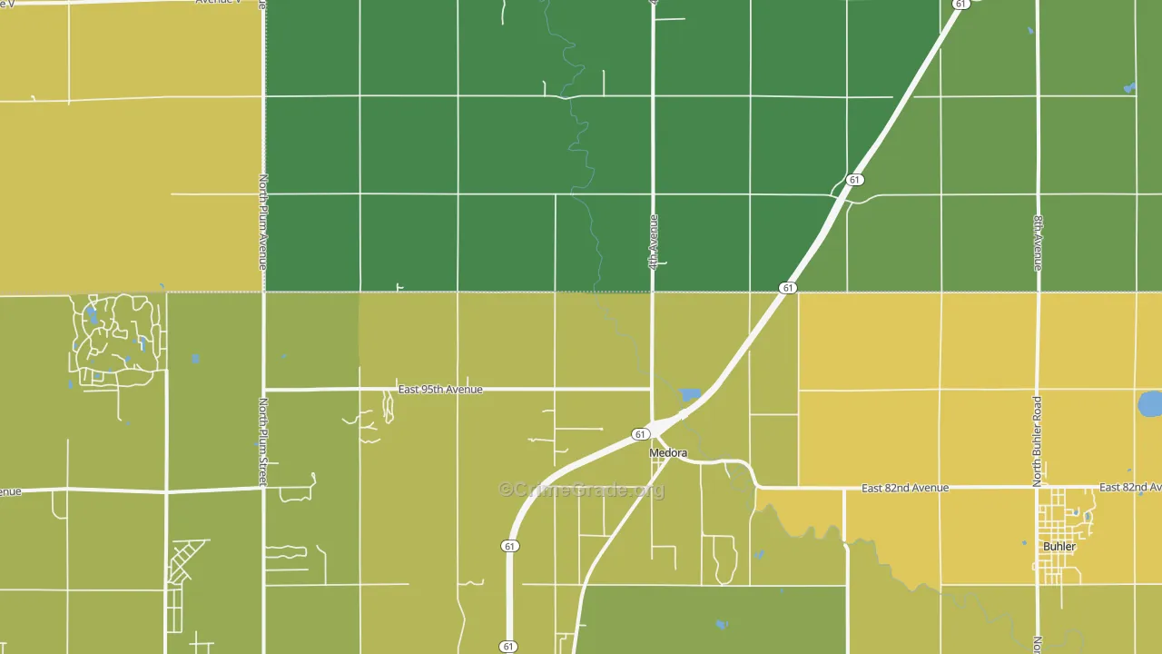 Medora, KS Map of Assault Rates