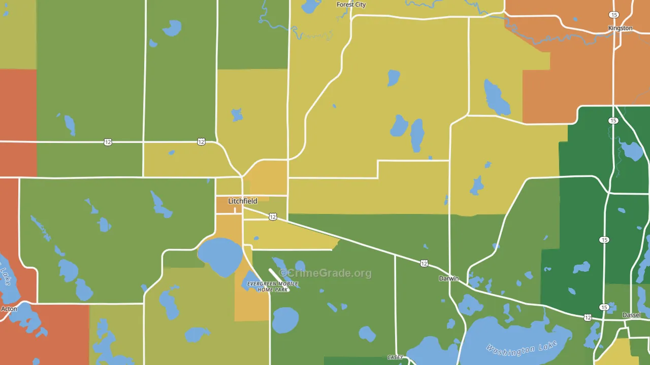 Meeker County, MN Map of Assault Rates
