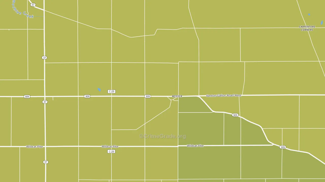 Meeker, OH Map of Assault Rates