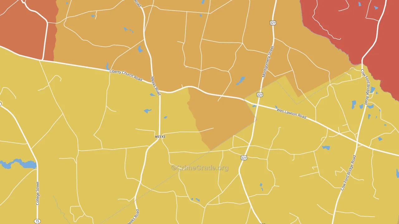Meeks, GA Map of Assault Rates