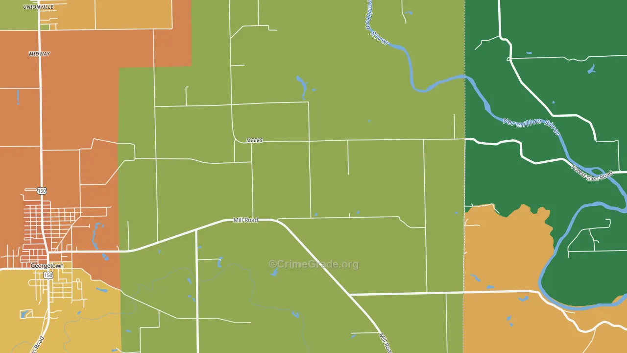 Meeks, IL Map of Assault Rates