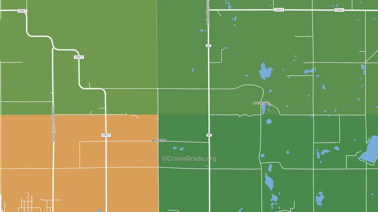 Meggers, WI Map of Assault Rates