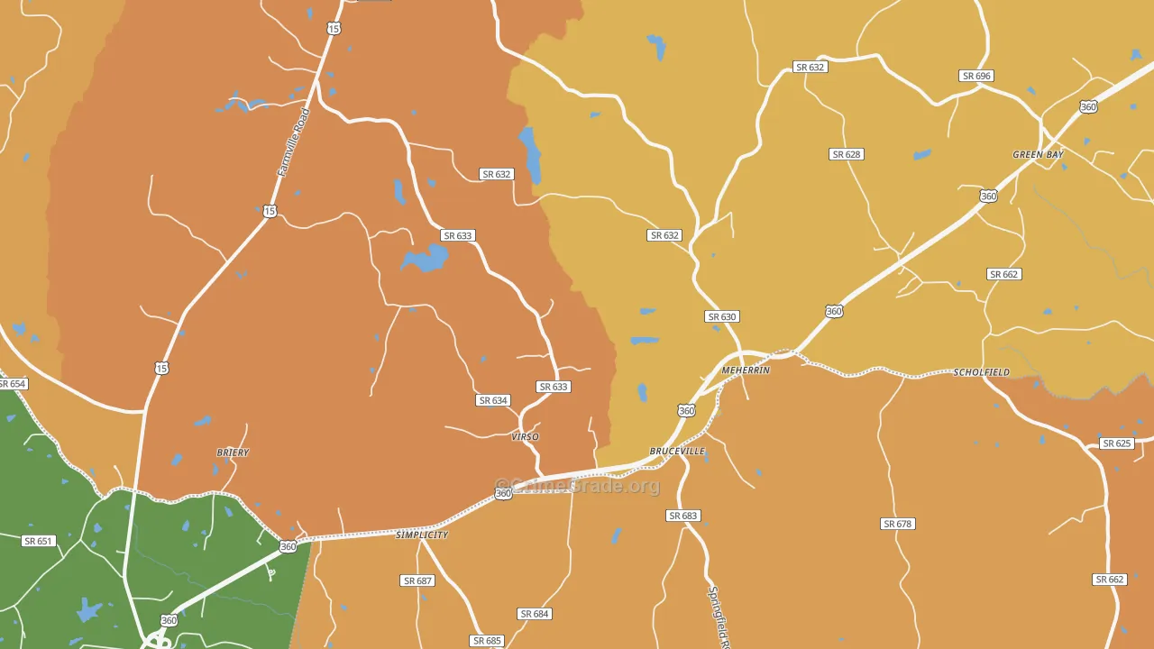 Meherrin, VA Map of Assault Rates