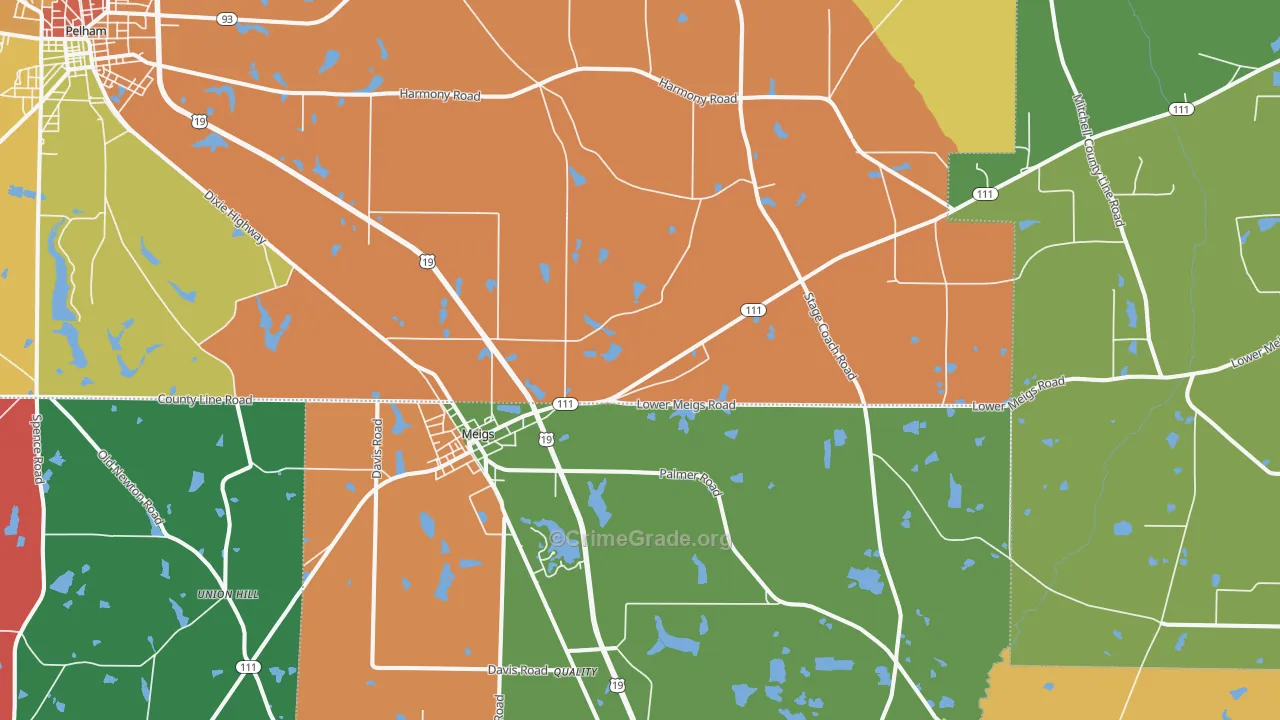 Meigs, GA Map of Assault Rates