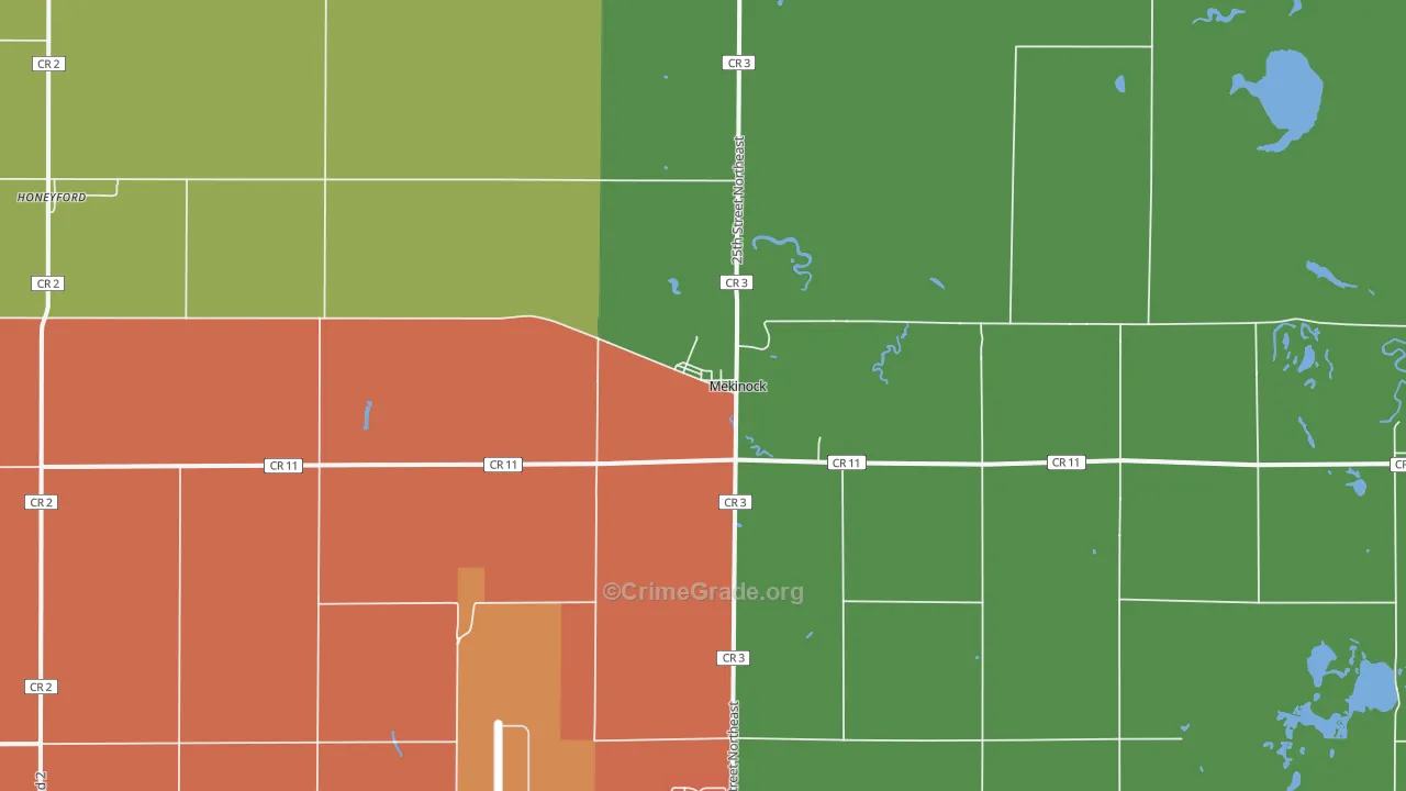 Mekinock, ND Map of Assault Rates