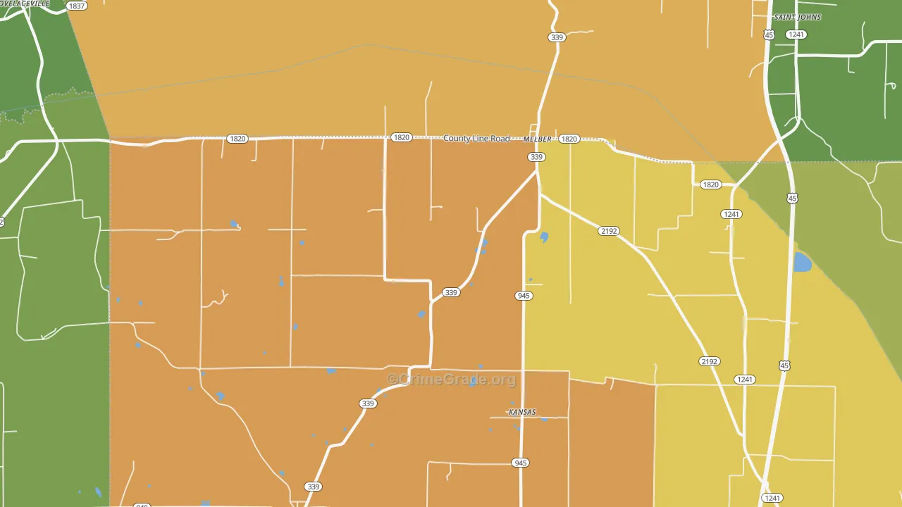 Melber, KY Map of Assault Rates