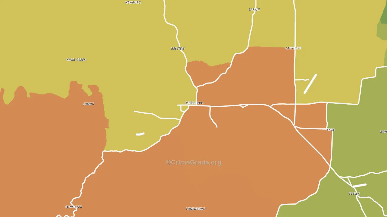 Melbourne, AR Map of Assault Rates