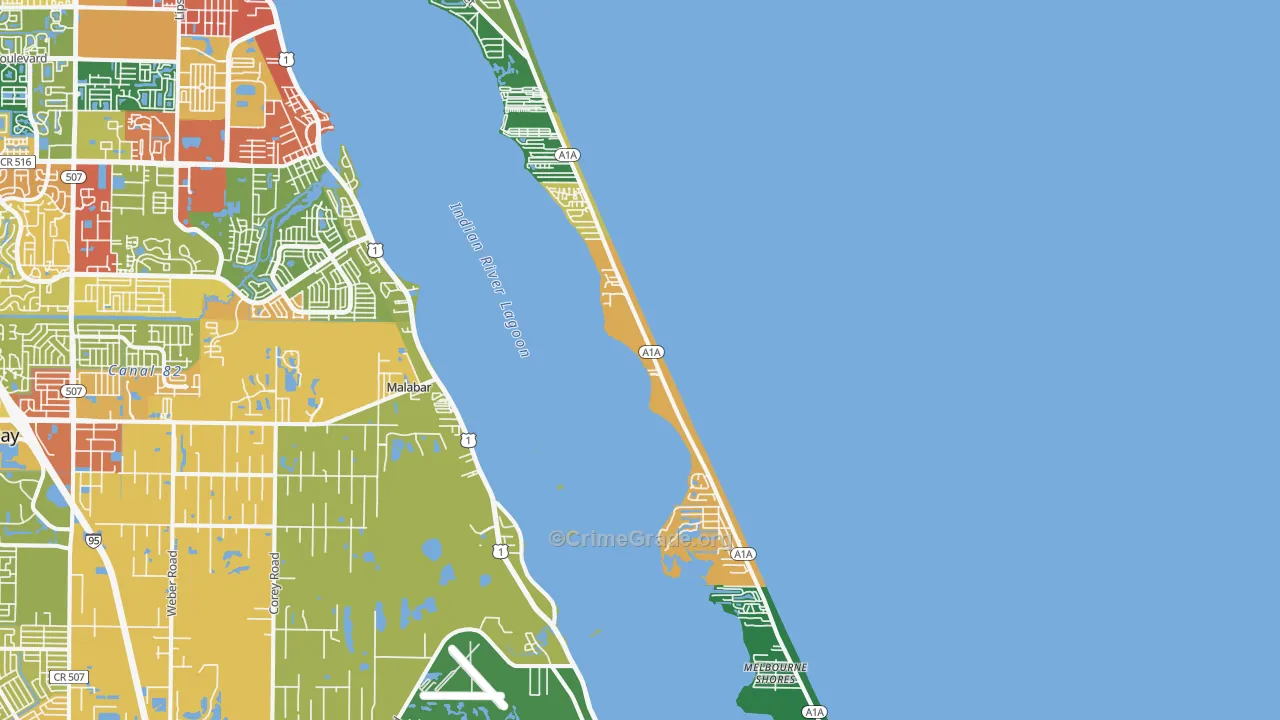 Melbourne Beach, FL Map of Assault Rates