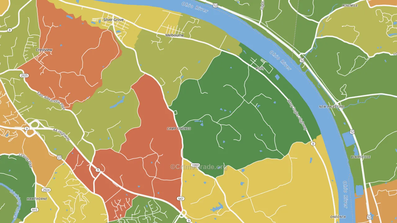 Melbourne, KY Map of Assault Rates