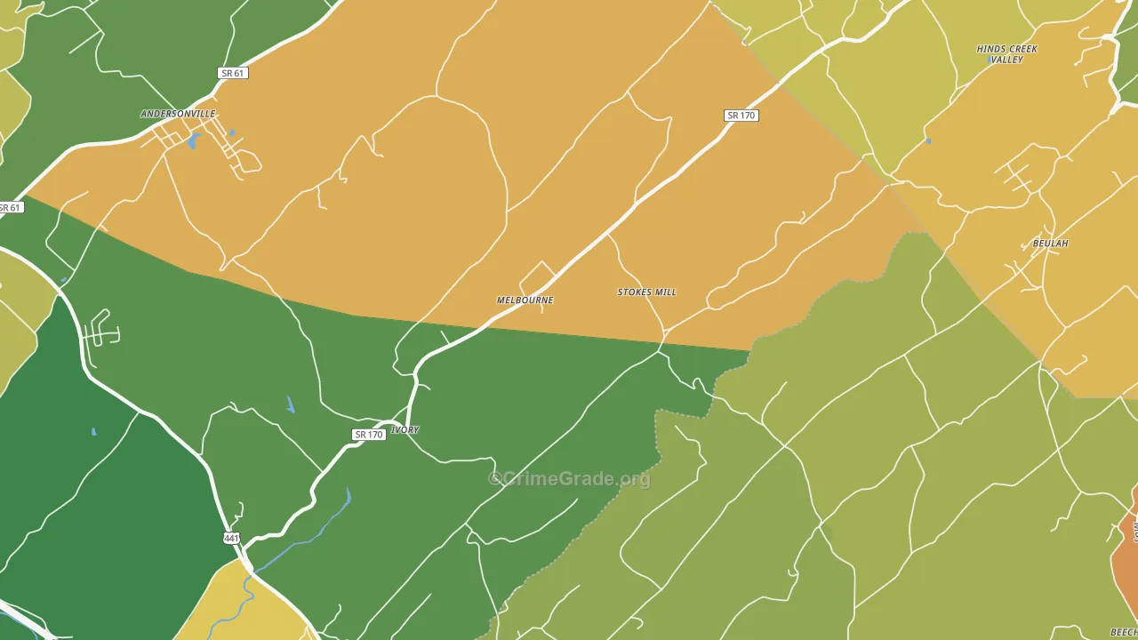 Melbourne, TN Map of Assault Rates