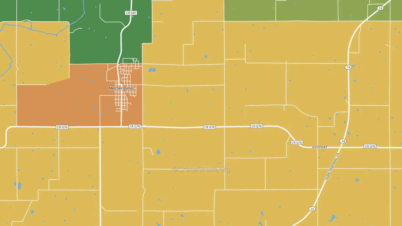 Melcher, IA Map of Assault Rates