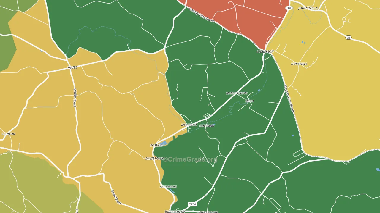 Melcroft, PA Map of Assault Rates