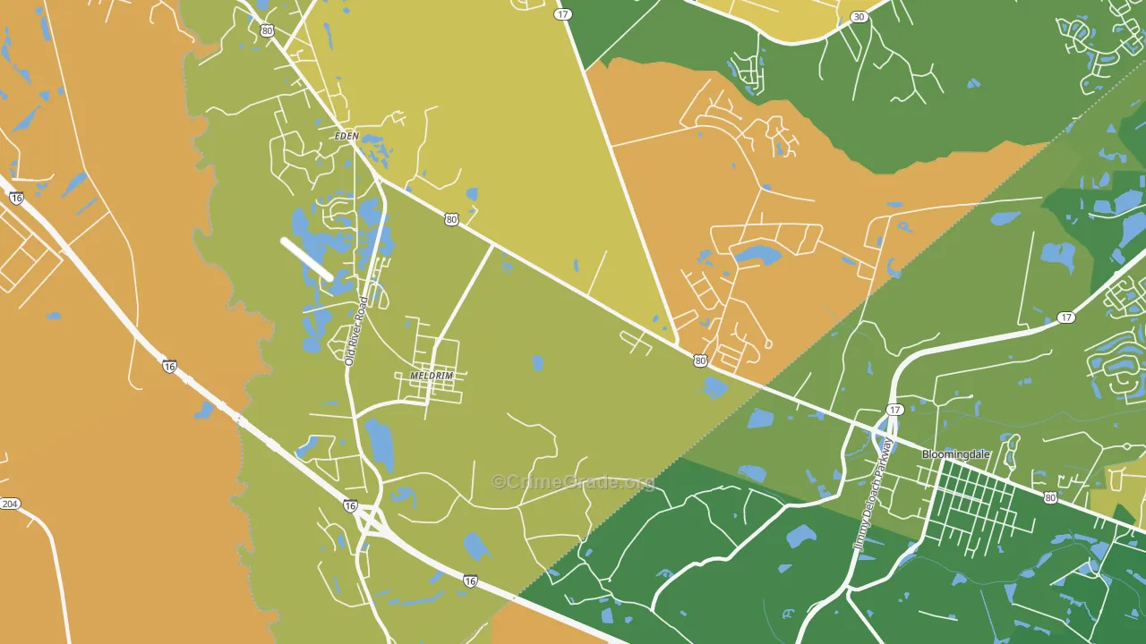 Meldrim, GA Map of Assault Rates