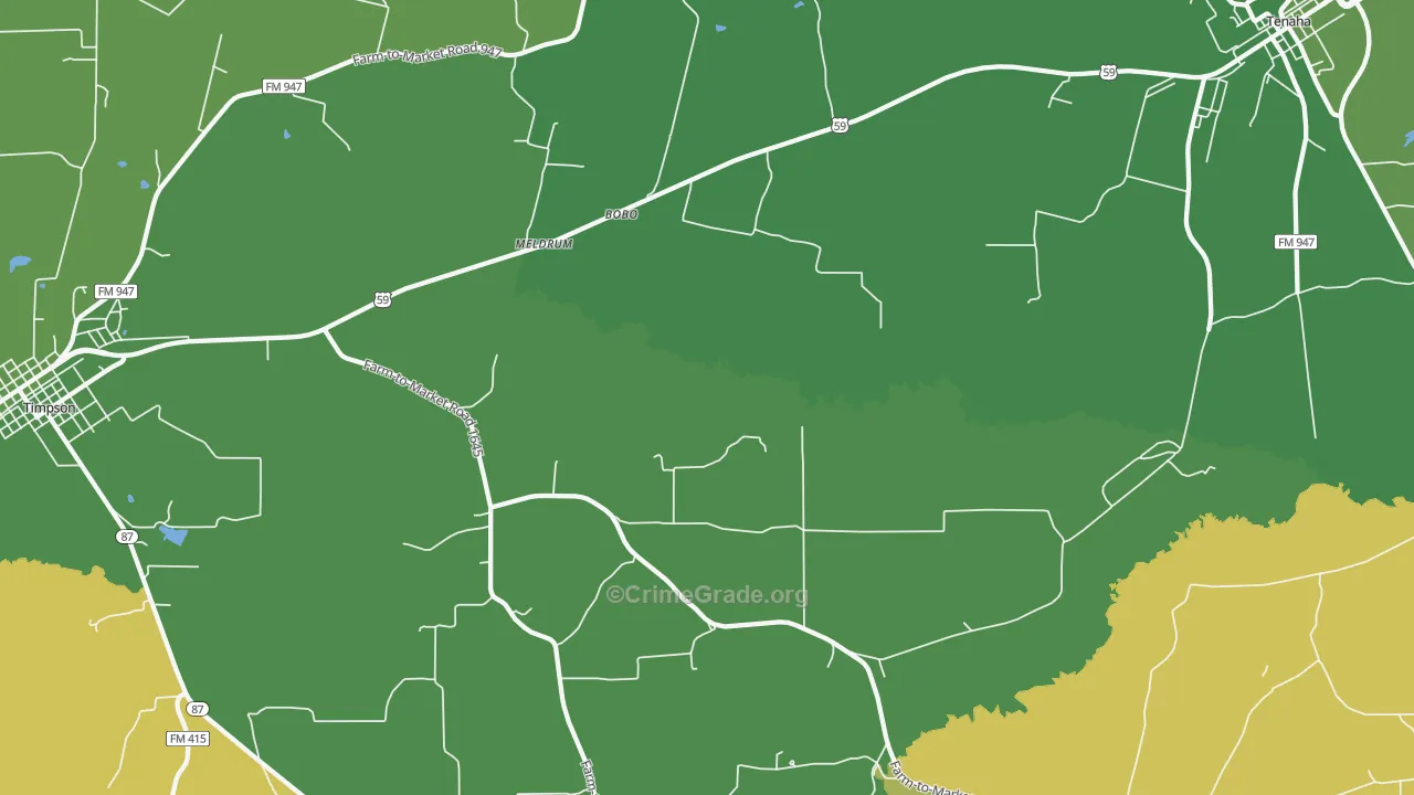 Meldrum, TX Map of Assault Rates
