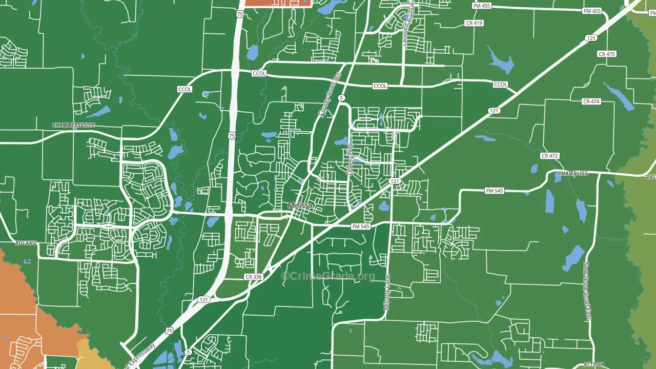 Melissa, TX Map of Assault Rates