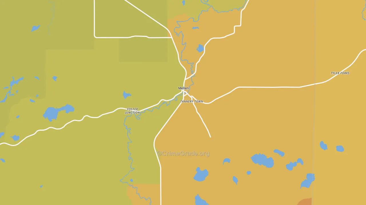 Mellen, WI Map of Assault Rates