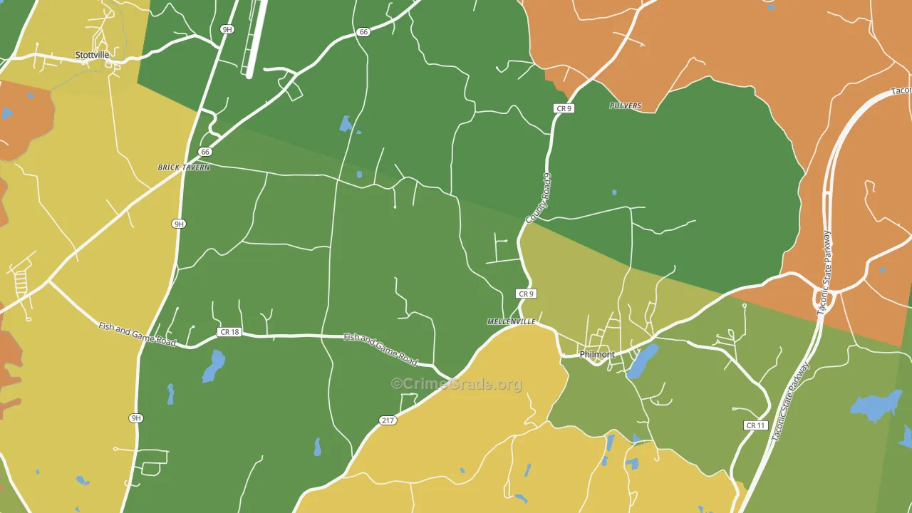 Mellenville, NY Map of Assault Rates