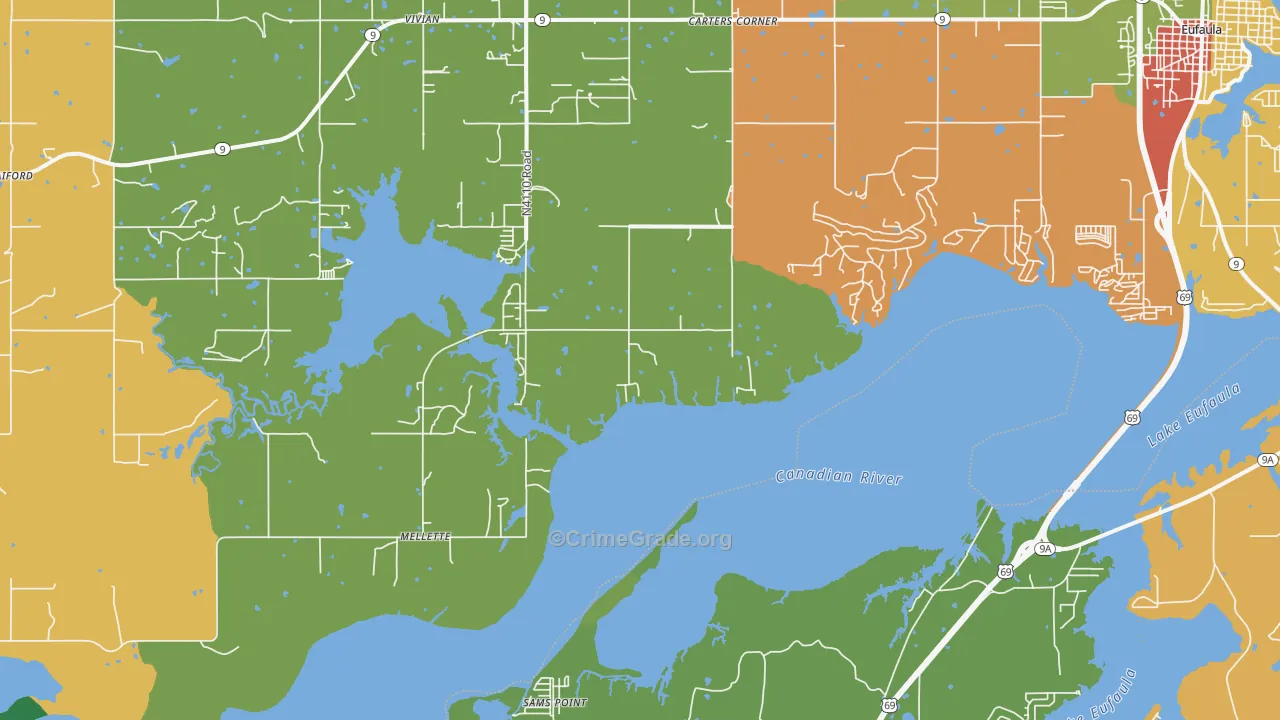 Mellette, OK Map of Assault Rates