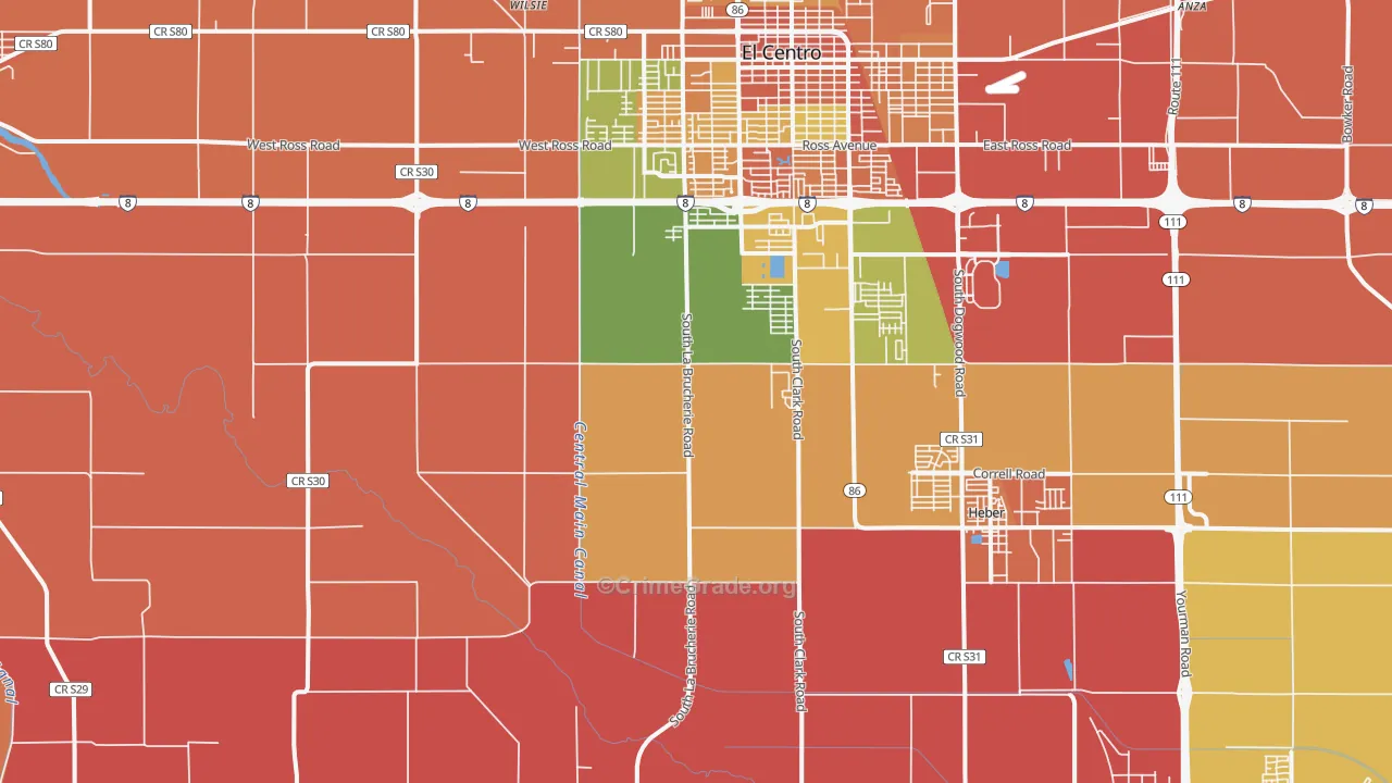 Meloland, CA Map of Assault Rates