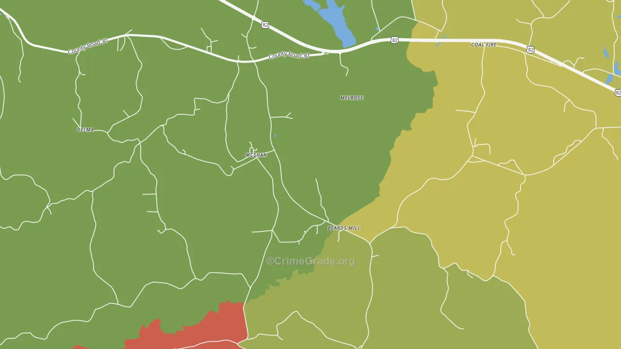 Melrose, AL Map of Assault Rates