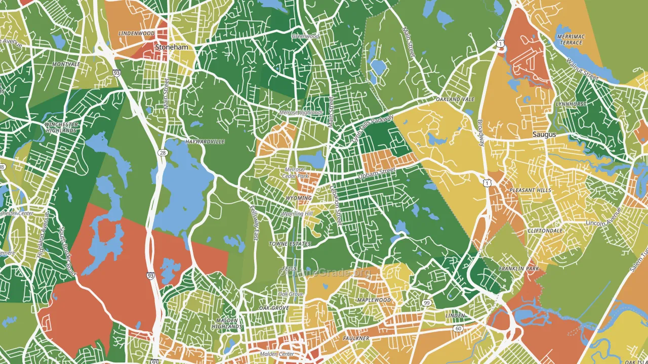 Melrose, MA Map of Assault Rates