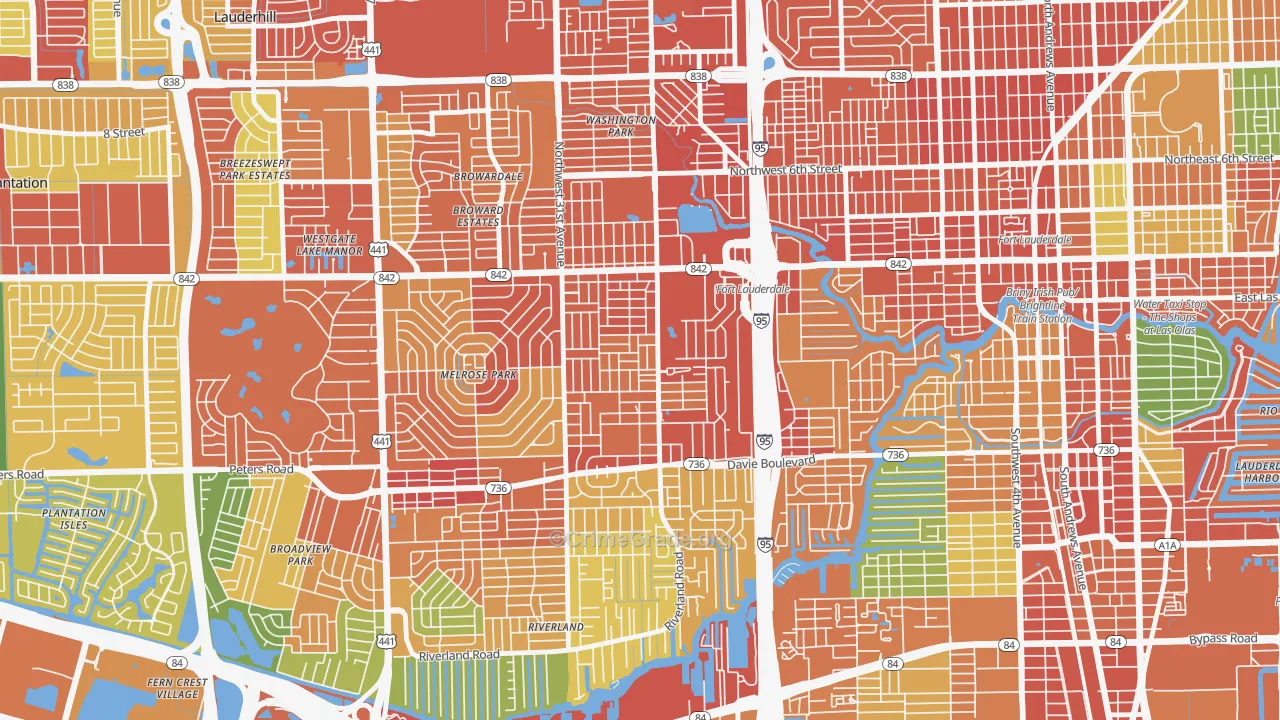 Melrose Manors, Fort Lauderdale, FL Map of Assault Rates