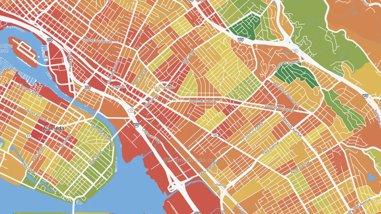 Melrose, Oakland, CA Map of Assault Rates