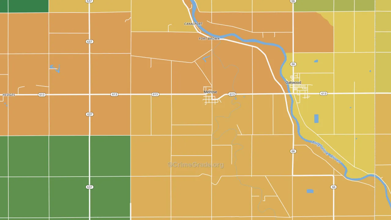 Melrose, OH Map of Assault Rates