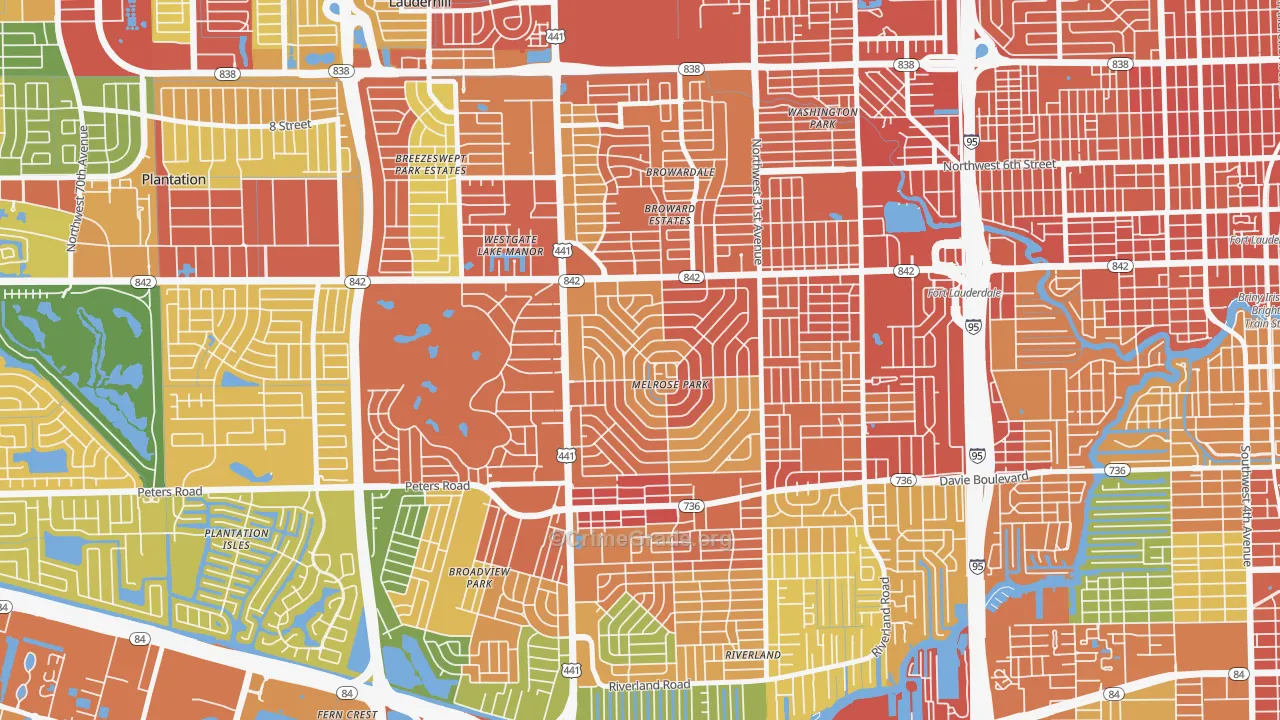 Melrose Park, Fort Lauderdale, FL Map of Assault Rates