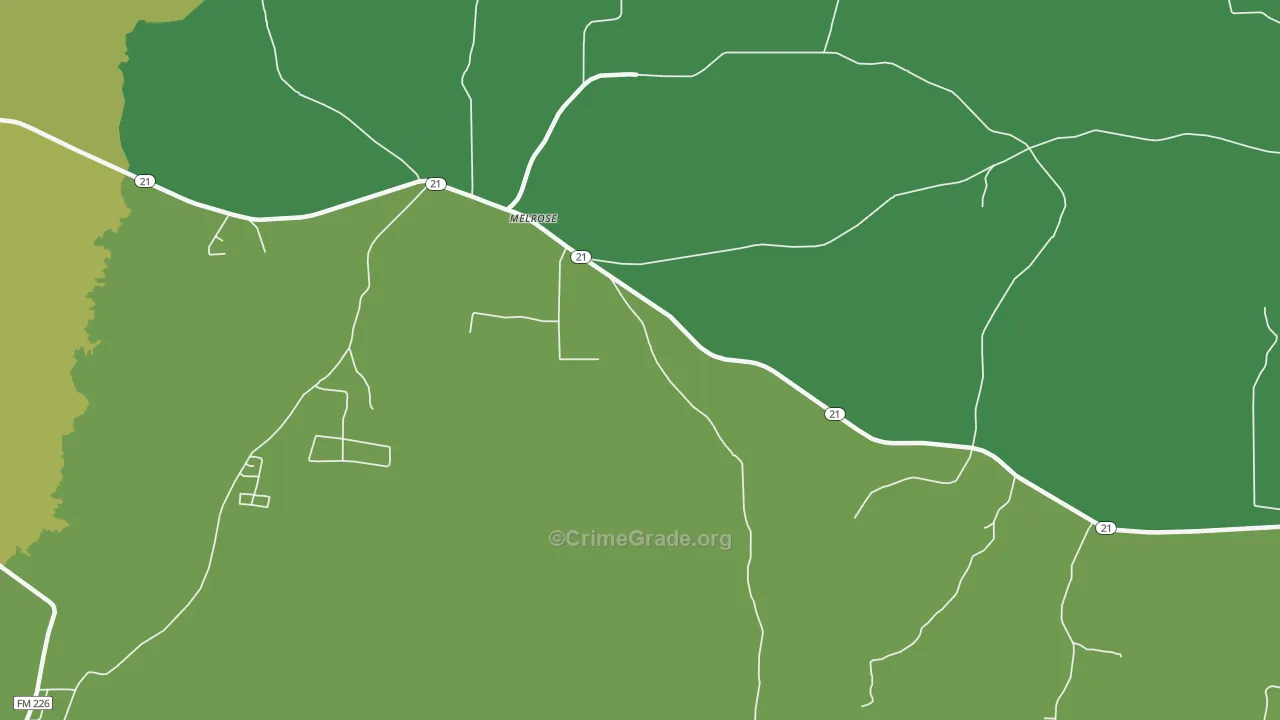 Melrose, TX Map of Assault Rates