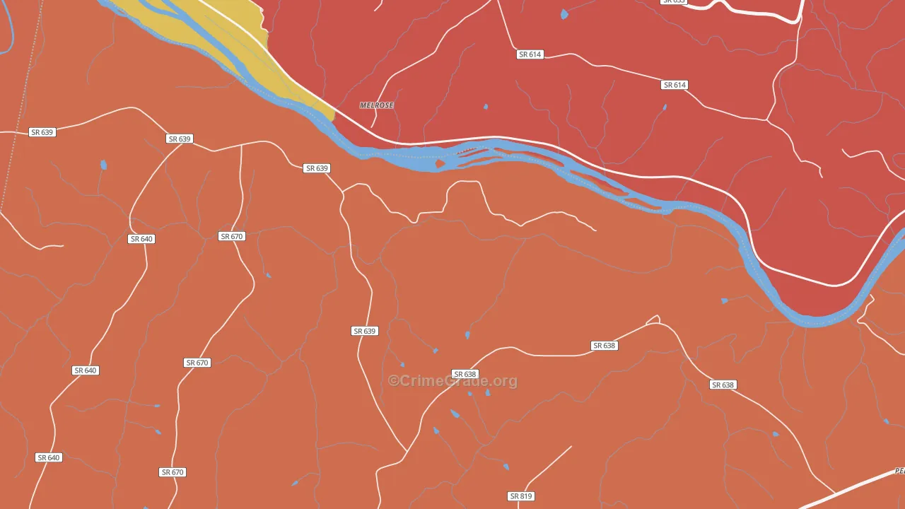 Melrose, VA Map of Assault Rates