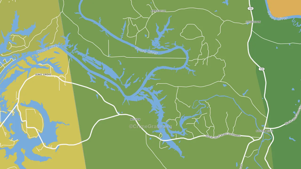 Melson, GA Map of Assault Rates