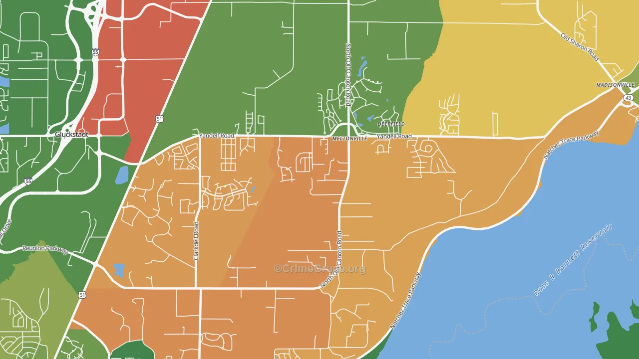 Meltonville, MS Map of Assault Rates