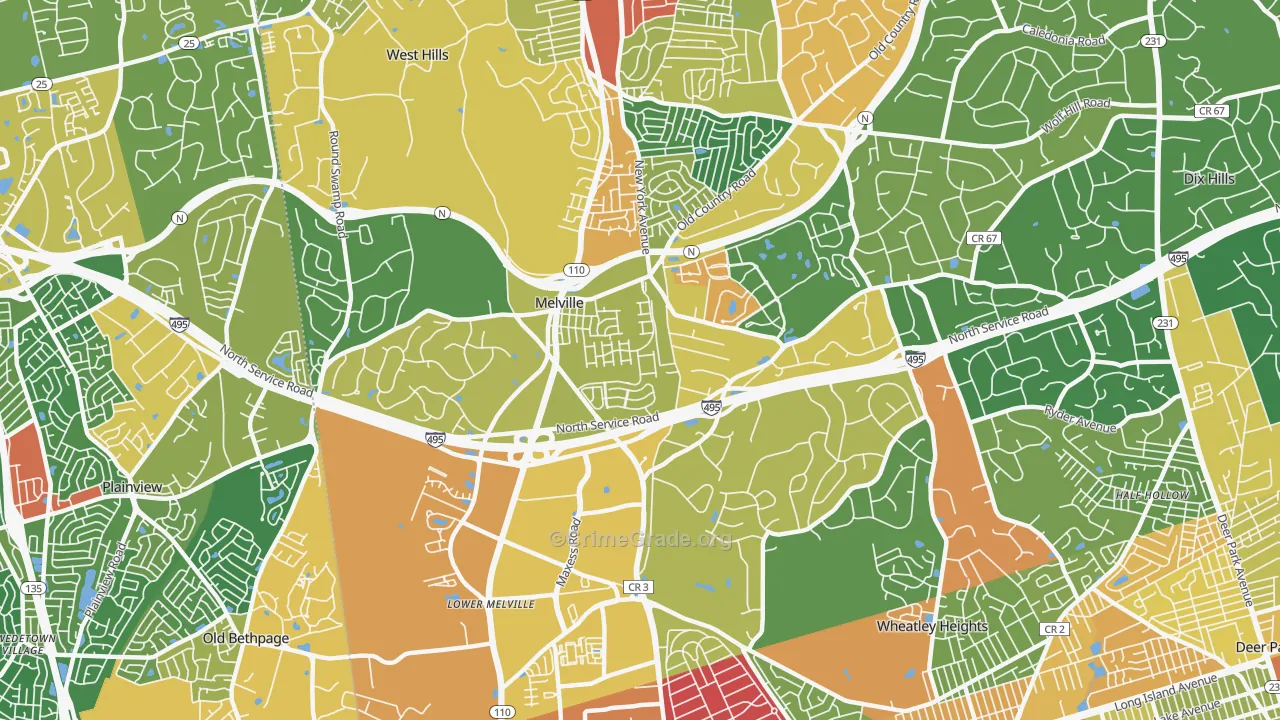 Melville, NY Map of Assault Rates