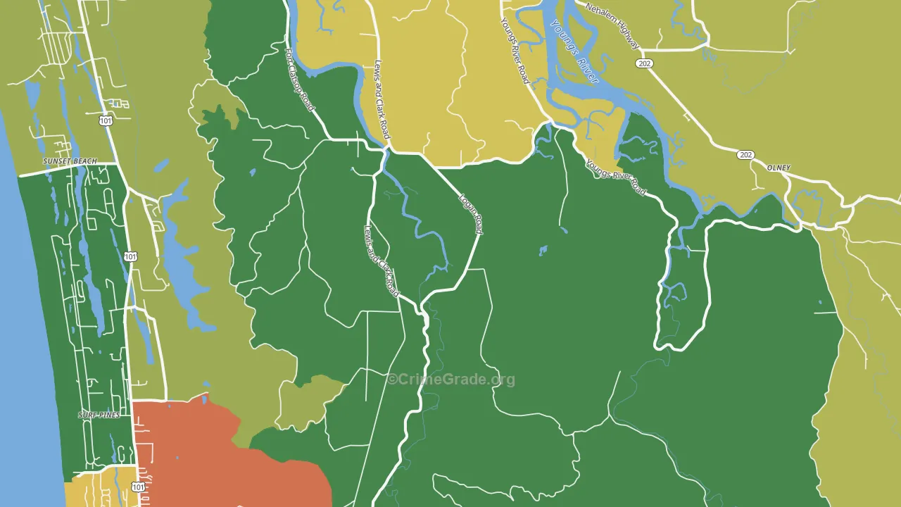 Melville, OR Map of Assault Rates