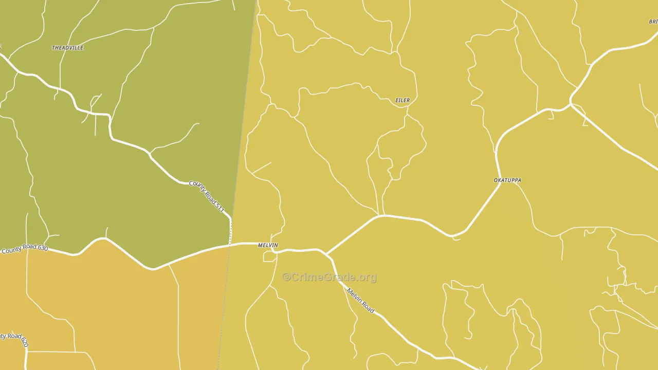 Melvin, AL Map of Assault Rates