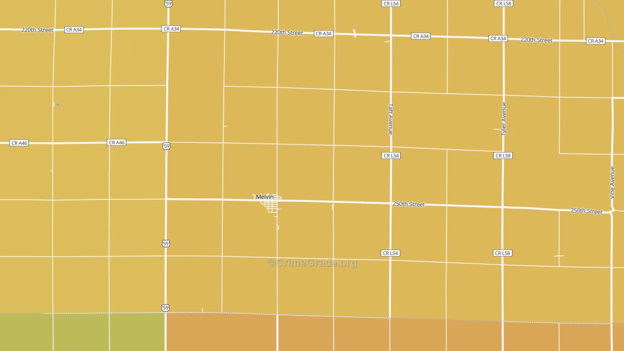 Melvin, IA Map of Assault Rates