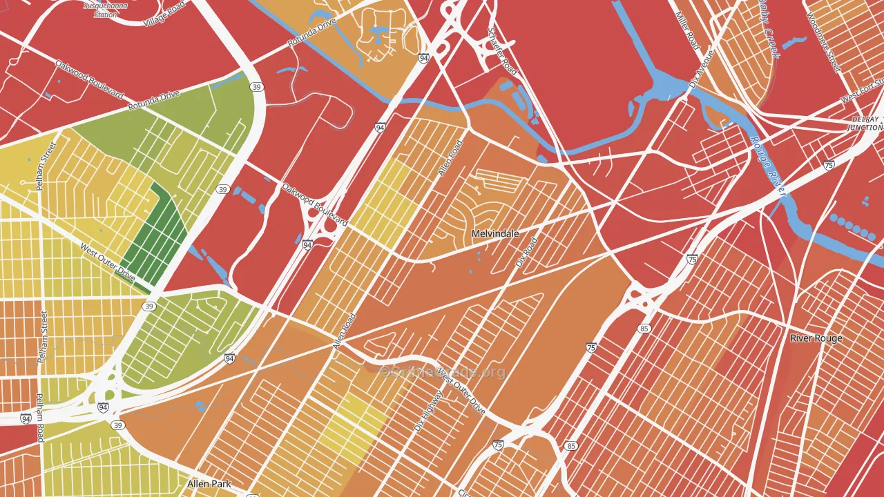 Melvindale, MI Map of Assault Rates