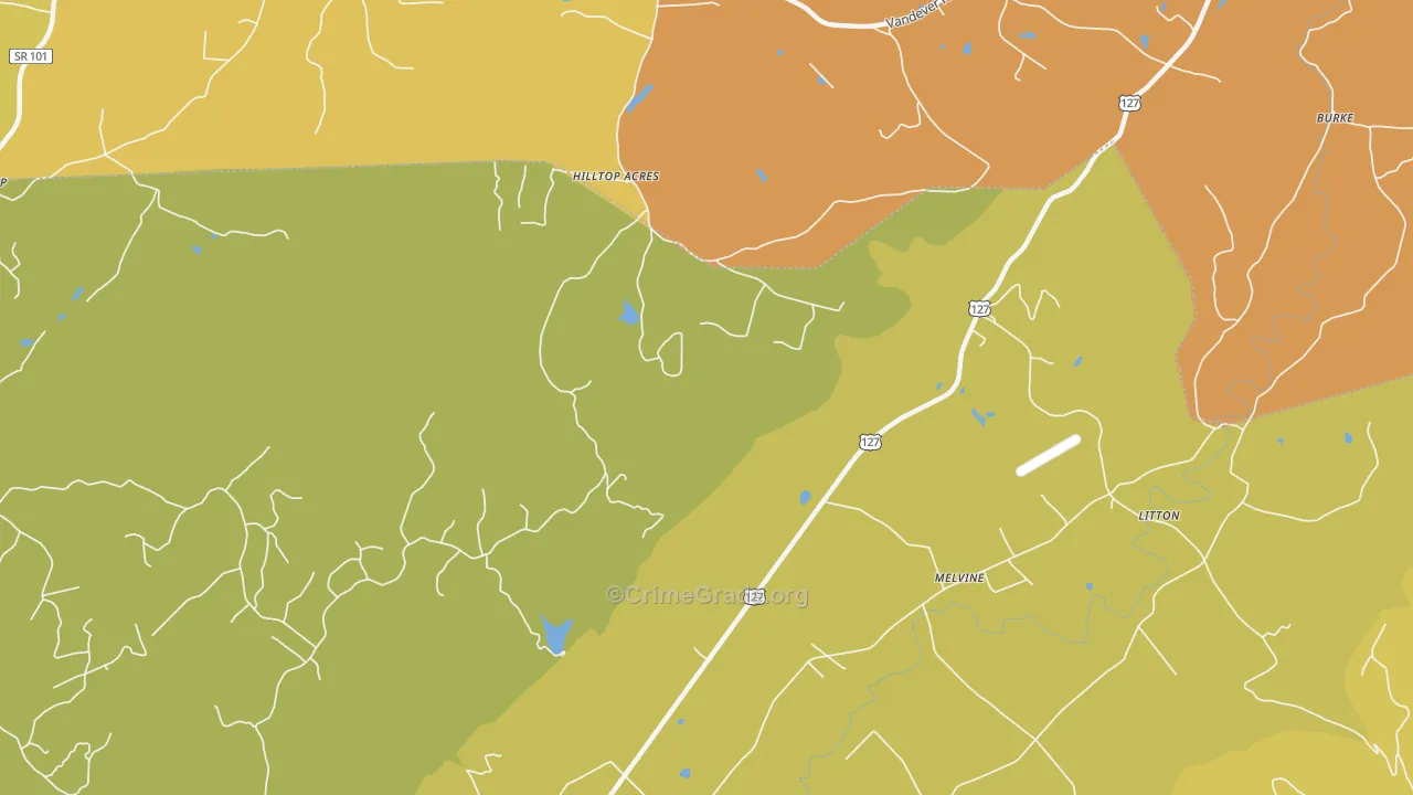 Melvine, TN Map of Assault Rates
