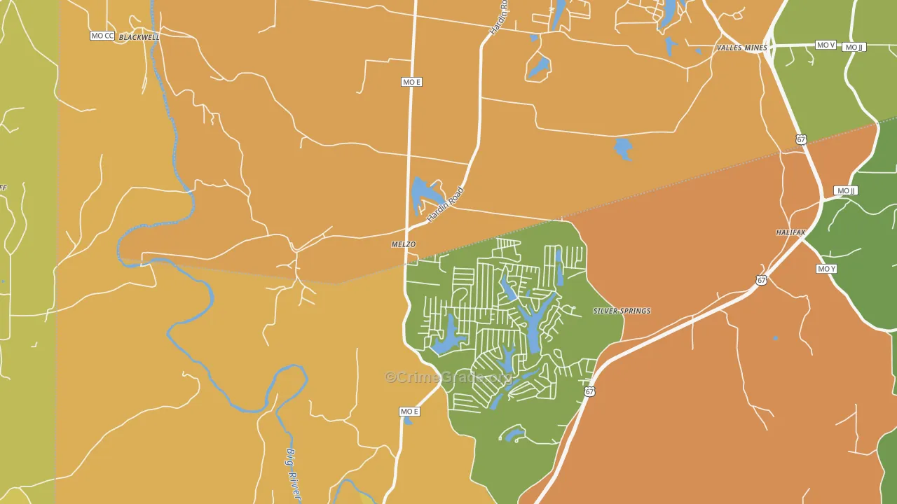 Melzo, MO Map of Assault Rates
