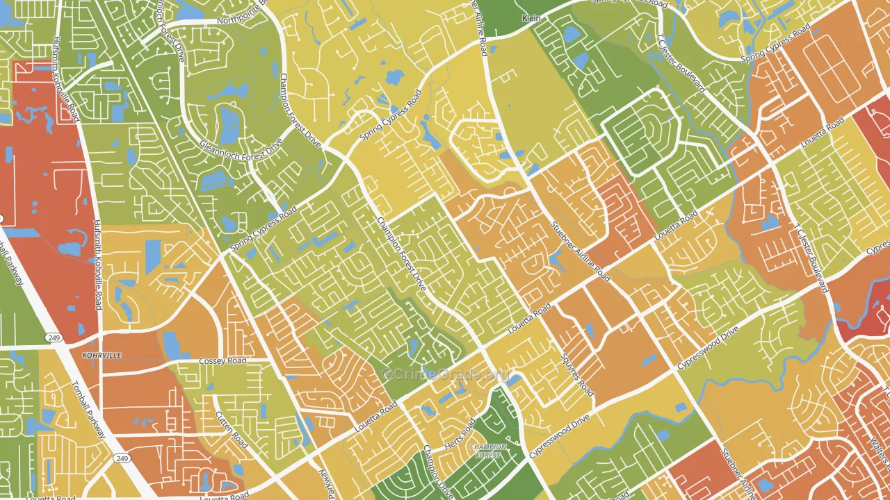 Memorial Northwest, Spring, TX Map of Assault Rates