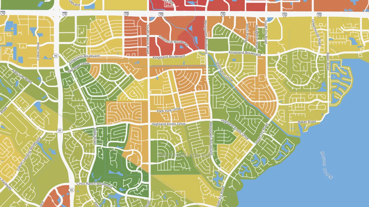 Memorial Parkway, Katy, TX Map of Assault Rates