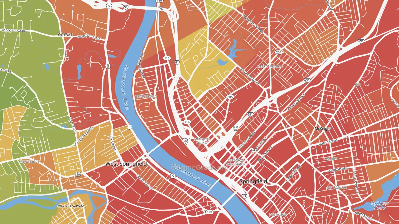Memorial Square, Springfield, MA Map of Assault Rates
